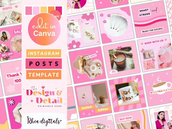 Design and Details Pink Instagram Post Templates