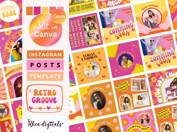 Retro Groove Orange Instagram Post Templates