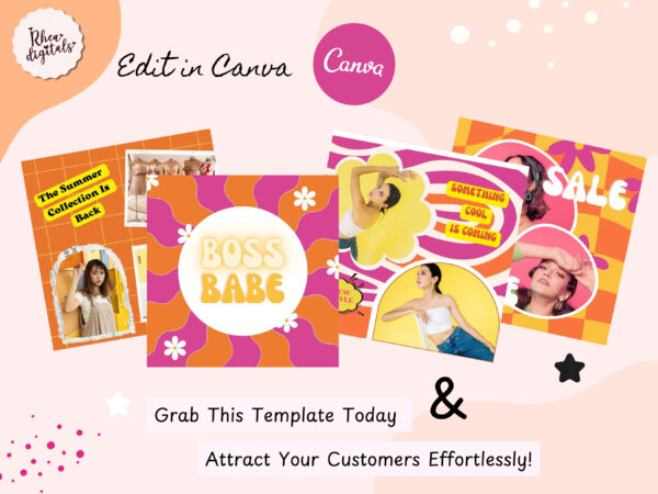 Retro Groove Orange Instagram Post Templates - Image 3