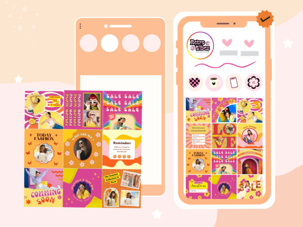 Retro Groove Orange Instagram Post Templates - Image 2
