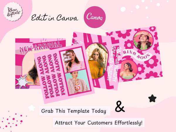 Retro Groove Pink Instagram Post Templates - Image 3