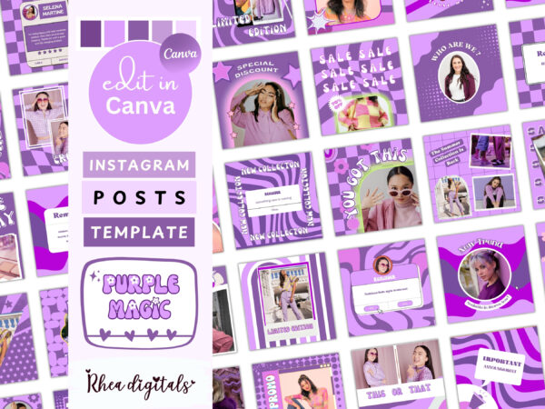 Retro Groove Purple Instagram Post Templates