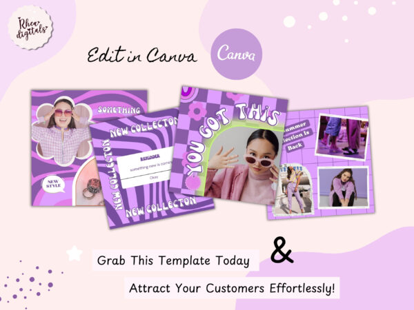 Retro Groove Purple Instagram Post Templates - Image 4