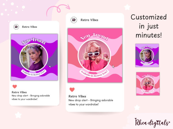 Retro Groove Purple Instagram Post Templates - Image 3