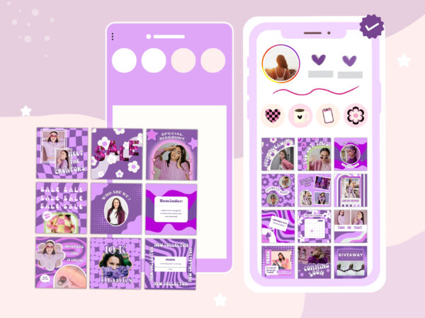 Retro Groove Purple Instagram Post Templates - Image 2