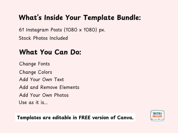 Retro Groove Turquoise Blue Instagram Post Templates - Image 5